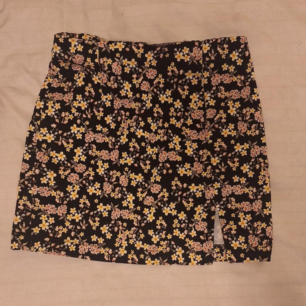 Floral Black Skirt